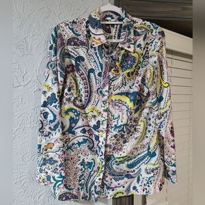 Talbots Paisley Print Button Front Shirt